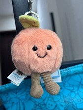 Jellycat Amuseables Fuzzy Peach Bag Charm Plush Keychain Soft Cute Gift - NWT