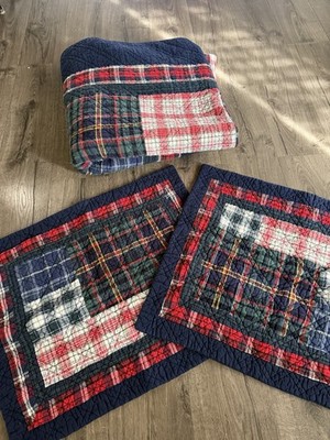 Martha Stewart Highland Mixed Plaids Patchwork Quilt 82x83  Full/queen W/ Shams