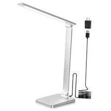 LED Desk Lamp for Home Office, 3 Levels Dimmable Desk Light with USB Silver