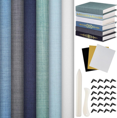Binding Cloth Kit, Includes 12''X16'' Bookcover Cloth Fabric 24 Decorative Corne