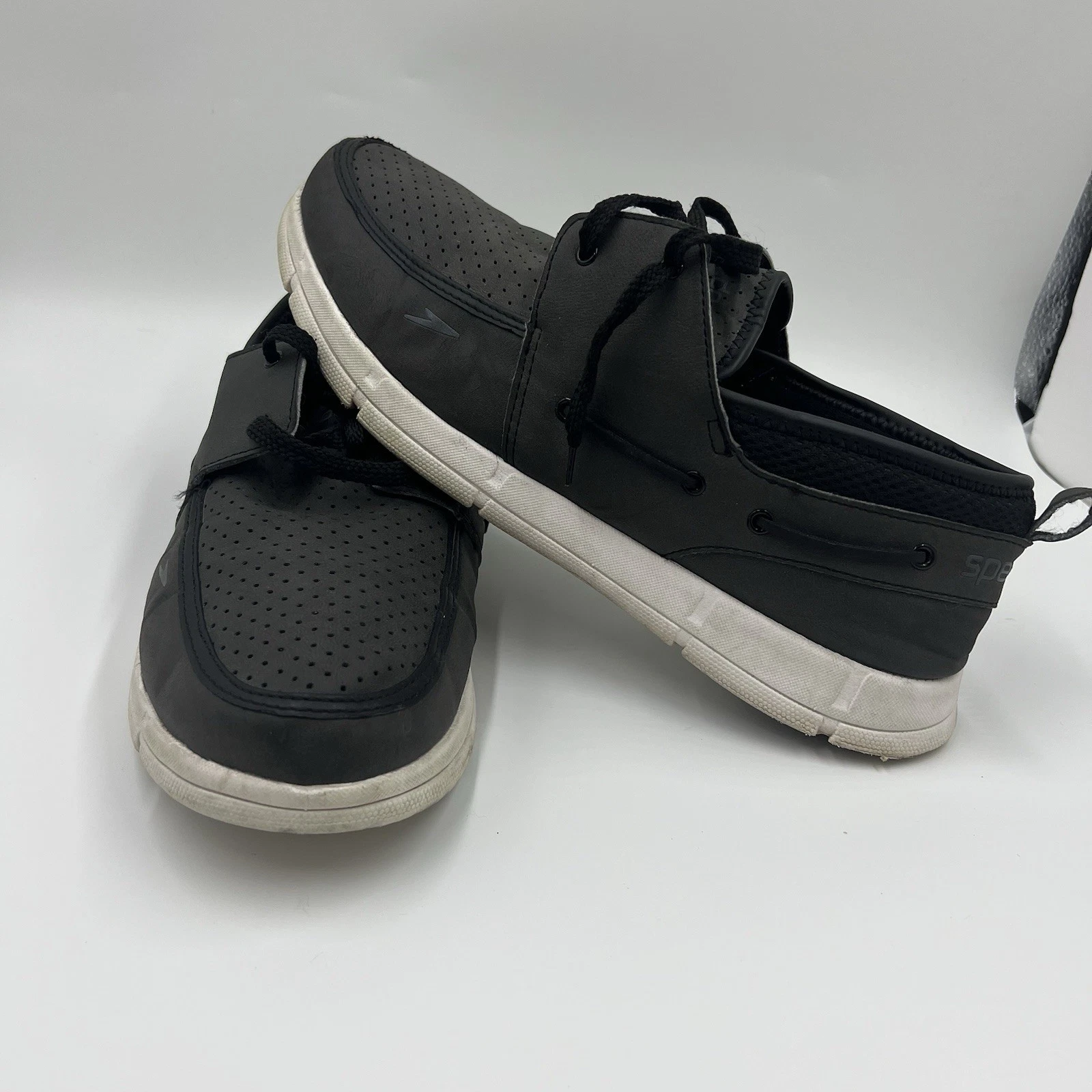 Speedo Mens Port Lightweight Boat Water Shoe Black White Size 11 Sneaker