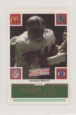 1986 McDonald's Play & Win All-Star Team Green Tab Randy White HOF 2k3