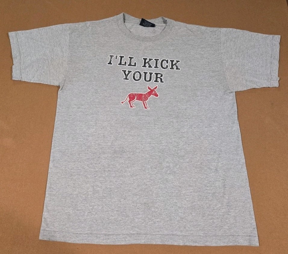 Vintage Aeropostale T Shirt I'll Kick Your A$$ Donkey Mens Large Y2K Grunge