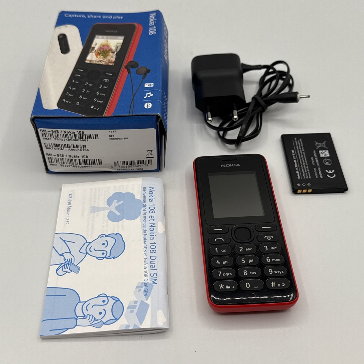 Nokia 108 RM-945 Red Phone Original Box Untested | eBay