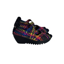 Bernie Mev Lulia Multicolor Woven Elastic Platform Wedge Sandals Womens 38