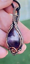 Chevron Amethyst Handmade Copper wire wrapped pendant jewelry 9r