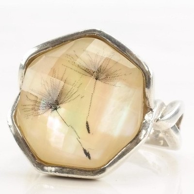 Quarz Doublet Pusteblume Sterlingsilber Ring Größe 8 1/4