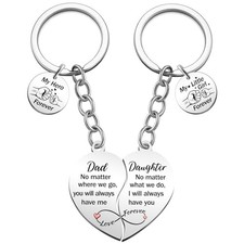 2pcs Dad Daughter Heart Matching Keychains Set for Father Daughter Gifts