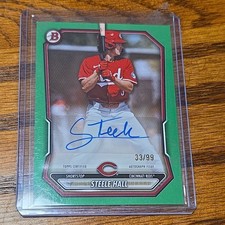 2026 Bowman Baseball Steele Hall Prospects Paper Auto Green 33/99 Reds