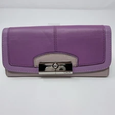 Coach Slim Envelope Wallet Lavender Blush Leather Magnetic Closure – READ