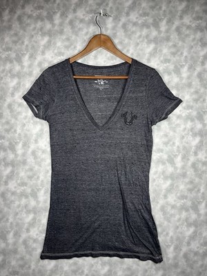 True Religion Womens Small Charcoal  V- Neck