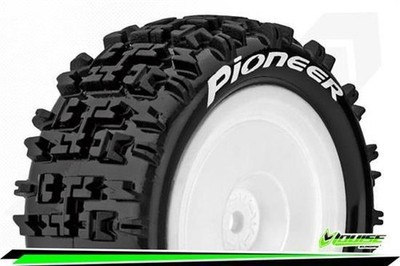 Louise E-PIONEER 1-10 Buggy Reifen Fertig Verklebt Soft Felgen Weiss Kyosho HEX
