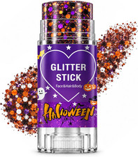 Halloween Glitter Stick for Face Body,Orange Purple Black Glitter