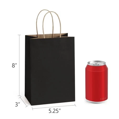 Sacolas de presente BagDream sacolas de papel Kraft 100 peças 5,25x3,75x8 polegadas sacola de compras pequena - Imagem 2 de 4