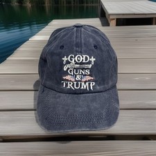 Trump God And Guns Political MAGA President Donald J Trump Blue Baseball Cap