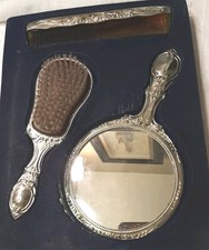Royal Silver Mirror Brushe Comb Silver Plated Vanity Set Of 3 Art Nouveau