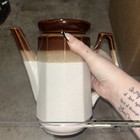 Vintage 1970s Brown and Beige Ceramic Coffee Kettle Pitcher — photo 3