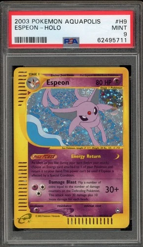 Pokemon Espeon Aquapolis Holo Rare #H9 PSA 9 Mint