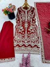 Pakistani Eid Maroon Salwar Kameez Ready To Wear Suit Wedding Party Bollywood