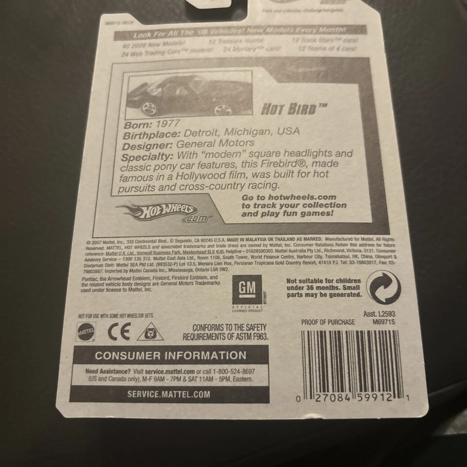 Hot Wheels Super Treasure Hunt 2008 #165 Hot Bird | 004 cardado nuevo con protector Foto 2 de 4