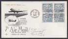 Canada Scott 414 Blk 4 Rose Craft FDC - 7c Air Mail Issue
