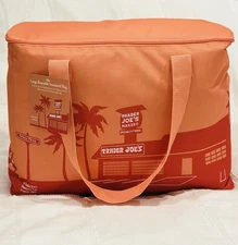 Trader Joe LARGE REUSABLE INSULATED BAG Cooler 8 Gallon PEACH Beach Picnic Tote