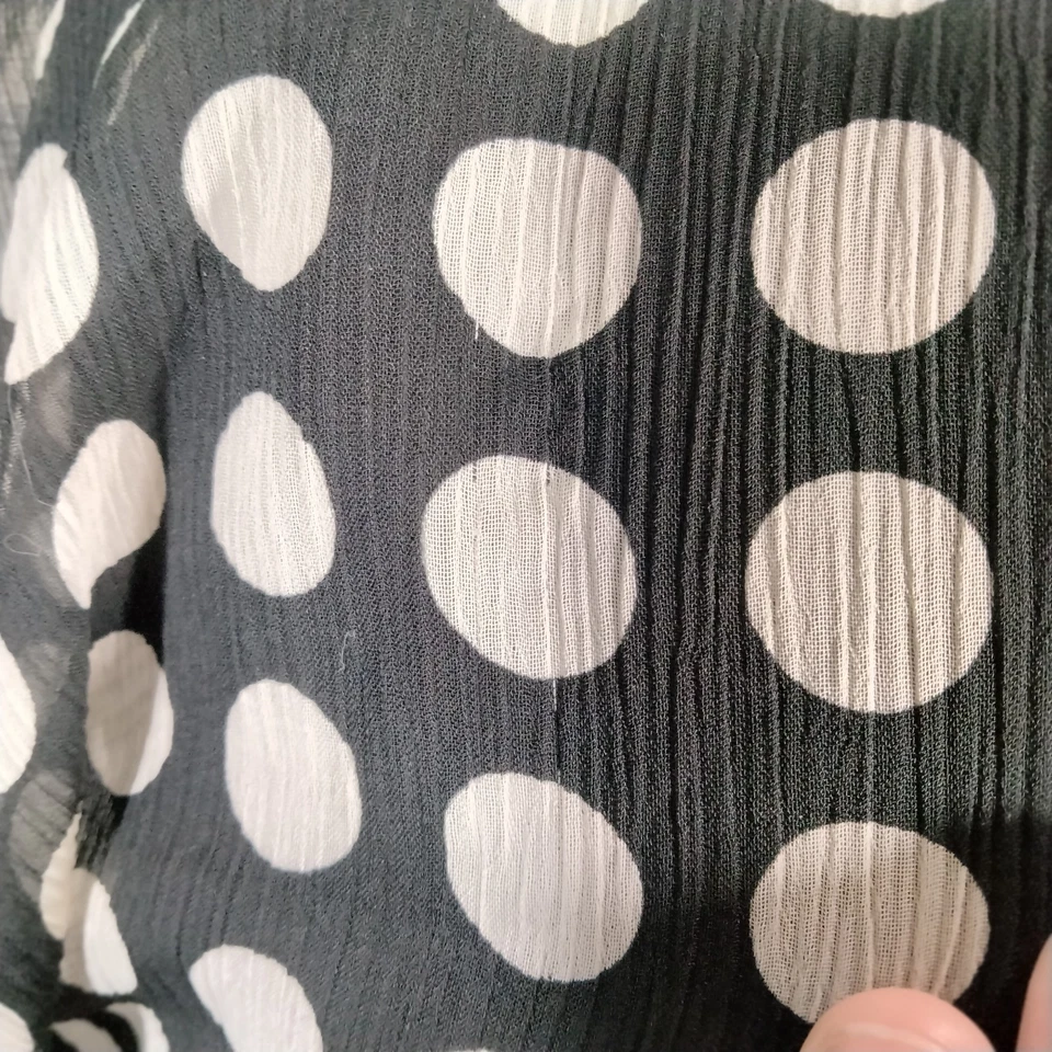 Винтажная блузка в полкадот Y2K Forever 21 модель S 60-е 70-е Go Go женская черная белая - Изображение 3 из 4