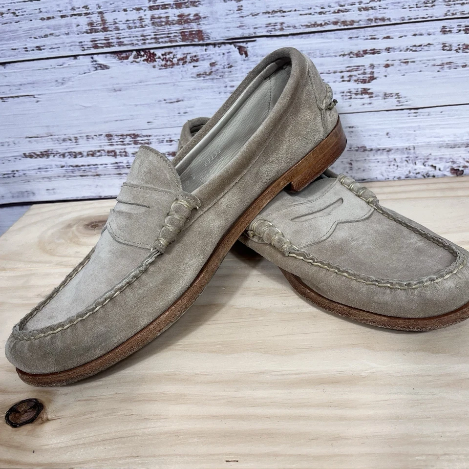 Allen Edmonds 10 D Sea Island Tan Suede Snuff Penny Loafers Slip On Shoes - Image 4 of 4