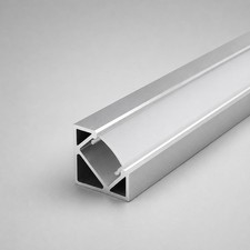 LEDBRITE 1818C Chrome Silver Corner Aluminium LED Profile 2M 18 x 18mm Diffuser