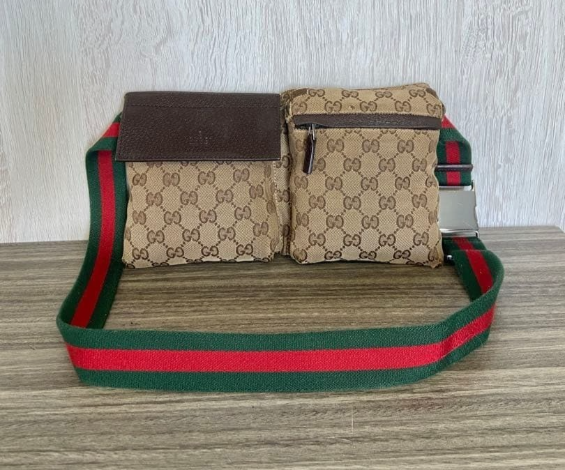 美品 GUCCI GG Canvas Waist Bag Body Bag GUCCI GG Canvas Sherry Line Waist Pouch Shoulder Bum Bag Belt Bag