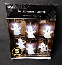 Halloween White Ghost String Lights 5 Ft Indoor Outdoor Electric 20 LED