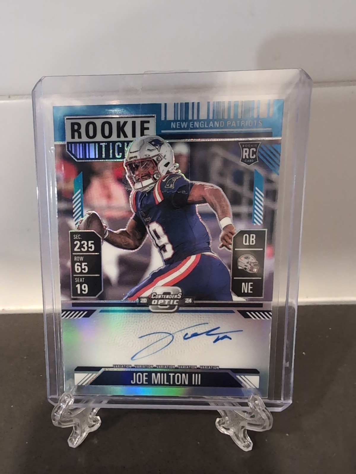 2024 Contenders Optic Joe Milton III Rookie Ticket Auto Blue Prizm #/75 