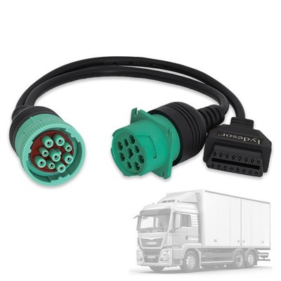 lydesor J1939 9 Pin to OBD 2 Female Adapter Cable,Work with Truck Green 