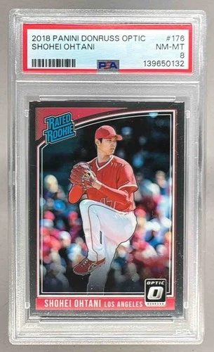 139650132 Shohei Ohtani 2018 Panini Donruss Optic #176 Rated Rookie PSA 8