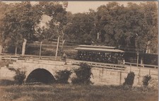 Deland Florida Electric Trolley On Stone Arch Bridge 1907 RPPC Photo Postcard