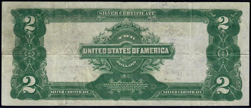 1899 $2 Silver Certificate **Mini Porthole ** Fr. 255 Very Fine - Picture 2 of 3