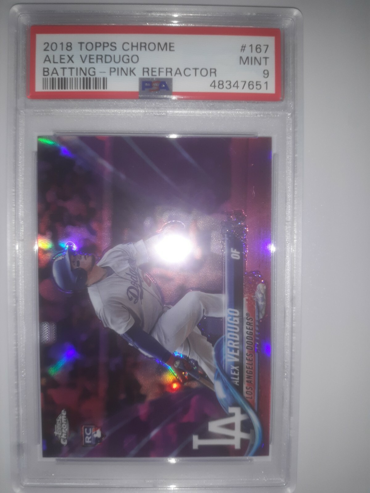 2018 Topps Chrome PSA 9 Alex Verdugo Pink
