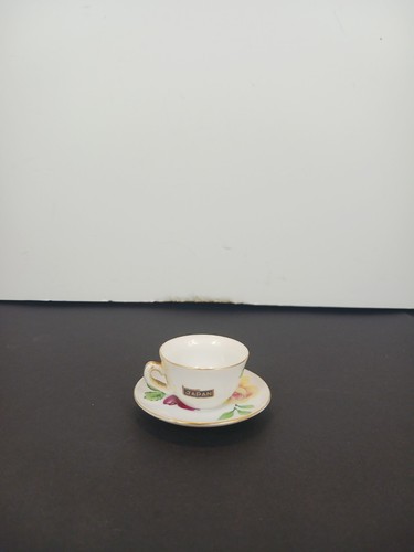Tazza da tè vintage piccola con piattino Giappone floreale rosa giugno dipinta a mano alta 11/4" - Foto 11 di 12