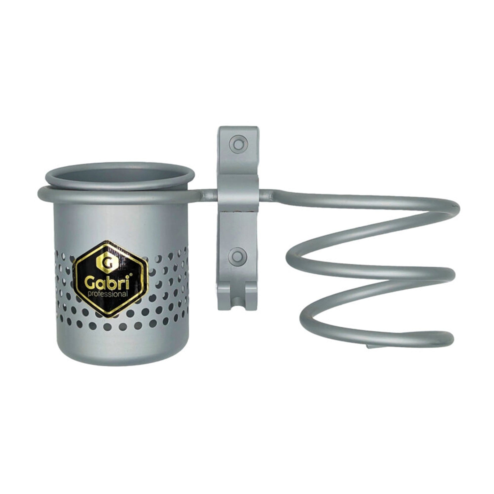 Gabri - Hairdryer Holder Wall Mounted With Storage Cup (Silver)