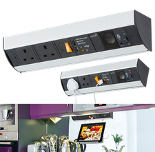 Under Cabinet Power Station with Dual USB Charger (2.1A) Bluetooth Speaker, 13A