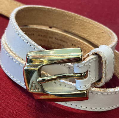 LIZ CLAIBORNE ♡ Gorgeous Vintage Genuine White Leather Belt w/Gold Hardware SP Vintage Liz Claiborne white full grain | Mercari main image 2
