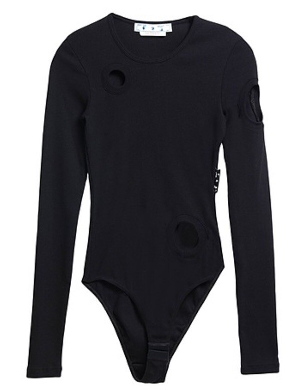 OFF WHITE Black Ribbed Body Suit Size 12 GENUINE RRP £375 #W8