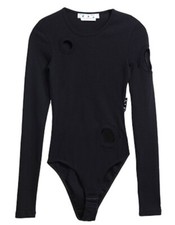 OFF WHITE Black Ribbed Body Suit Size 12 GENUINE RRP 375 W8