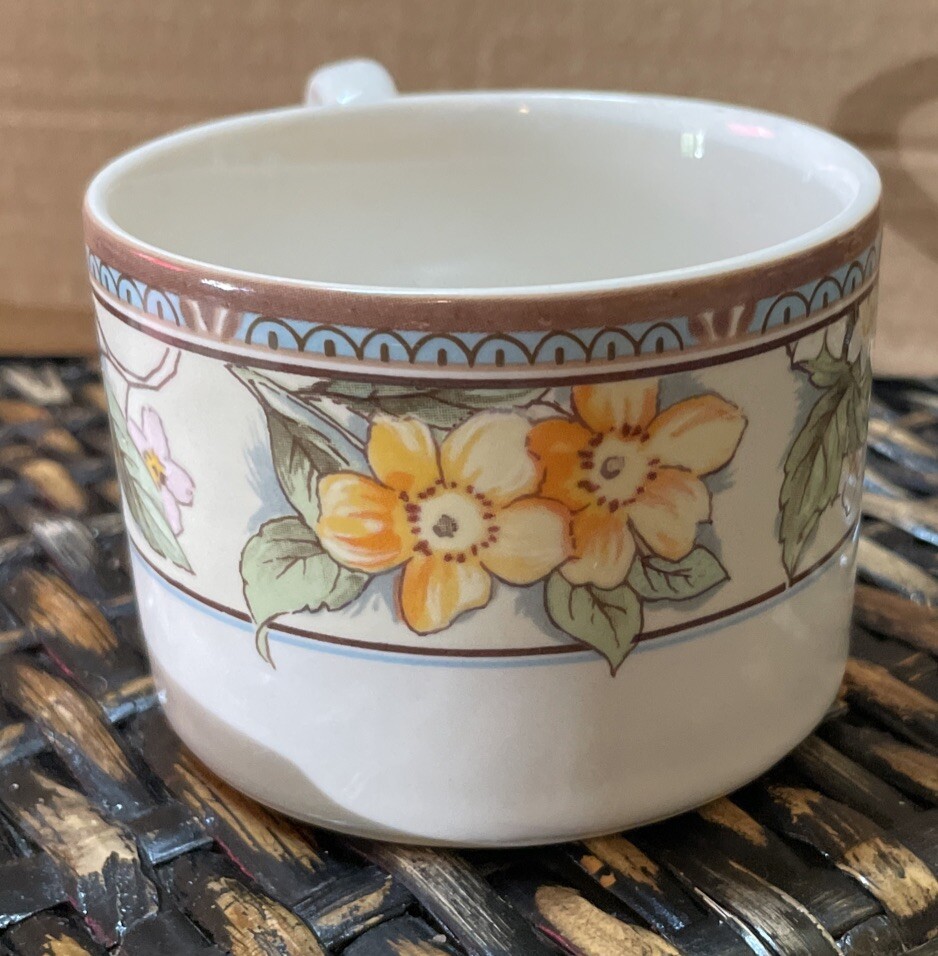 Blossom Flat Bottom Cup Saucer Missono Stoneware #4950 Floral Flower Vtg R1S2