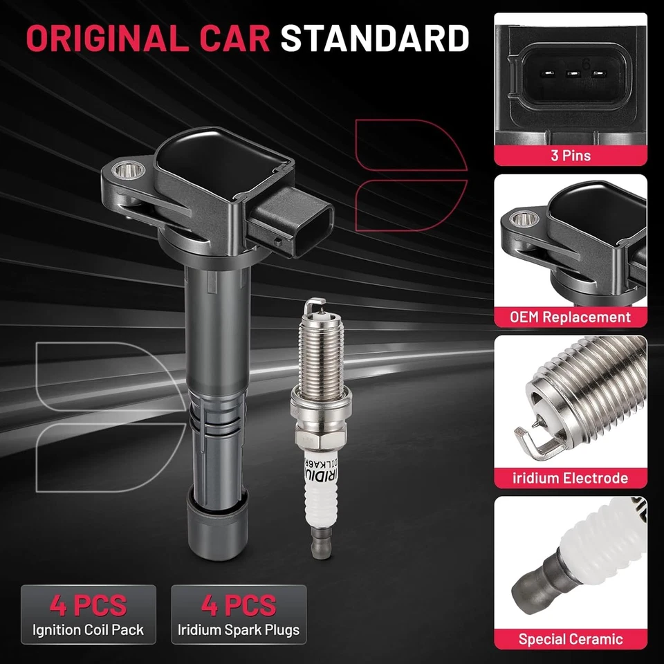 4x Ignition Bobinas UF311 & iridium Spark plugs For Honda Odyssey Accord Acu Foto 2 de 4