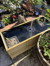 Raised Garden Pond Wooden Water Feature 100x41x39h cm Ready To Use Garden Gift