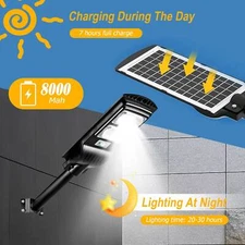 Solar Street Light 200W LED Security Floodlight Parking Lot Light Dusk to Dawn