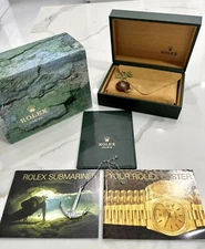 GENUINE Vintage Rolex Submariner 16613 Watch Box Booklet Anchor Tag FULL SET 90s