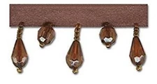TRIMPLACE 1-1/8 INCH BEADED FRINGE 10 Yards (Brown)