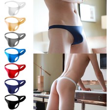 Ultra-thin Seamless Thong Men G Strings Briefs Pouch Ice Silk Underwear T-back